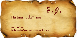 Halma János névjegykártya